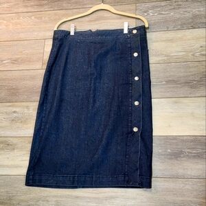 White House Black Market Denim Blue Midi Dress Size 10